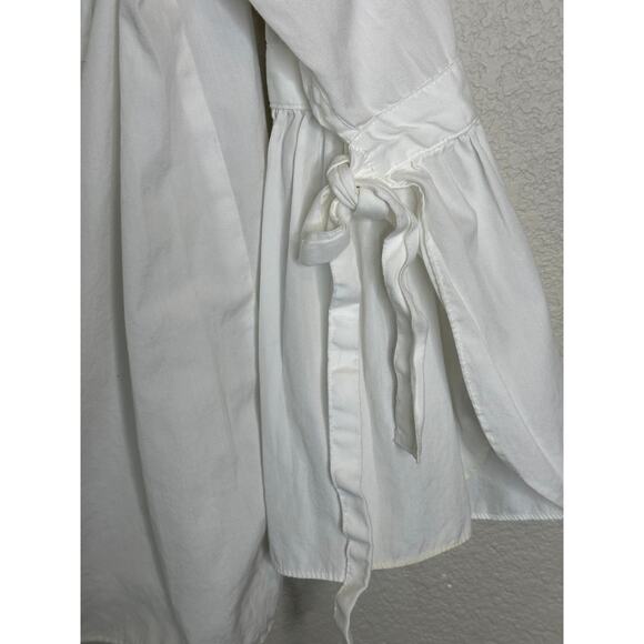 Margaret O'Leary White Blouse Button-Up Long Trumpet Sleeves Workwear Casual S - Picture 6 of 10